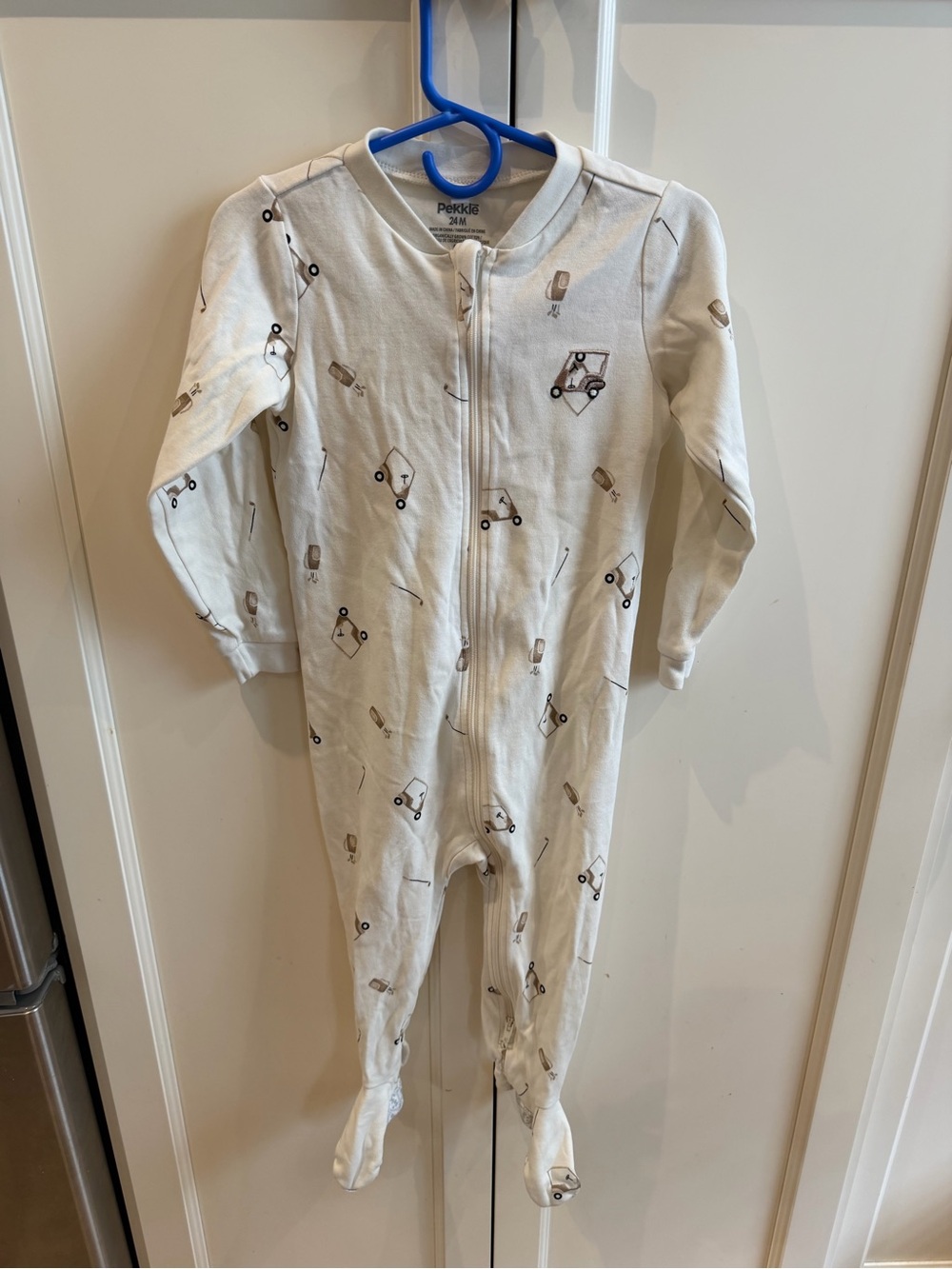 Pekkle golf 24m Cream Zip Footed One-Piece Pajamas